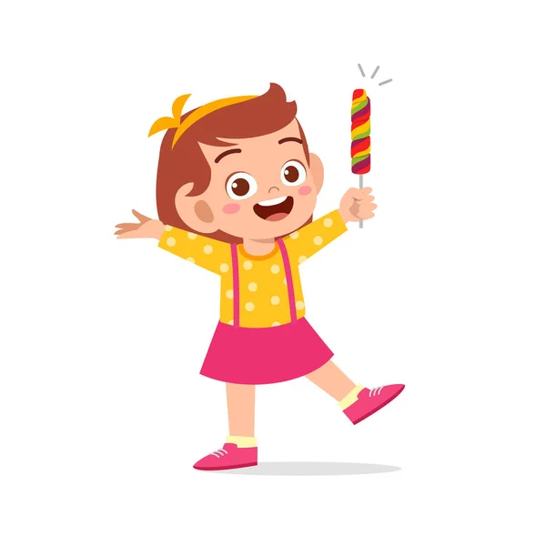 Glückliches Süßes Kind Essen Süßigkeiten — Stockvektor