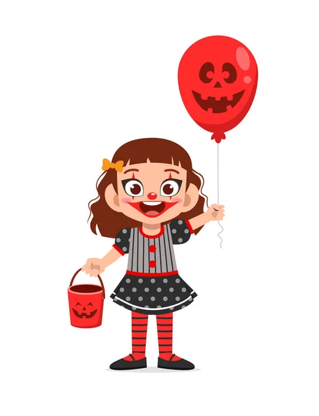 Šťastný Roztomilý Malý Kluk Kluk Dívka Slavit Halloween Nosí Klaun — Stockový vektor