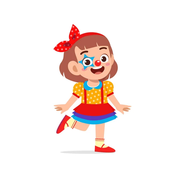 Fröhliche Süße Kleine Junge Und Mädchen Feiern Halloween Trägt Clownskostüm — Stockvektor