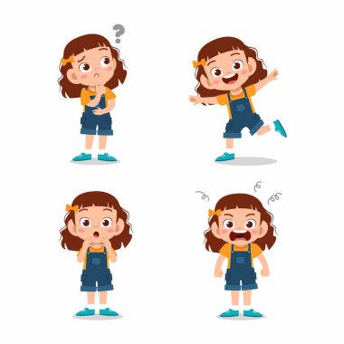 Sevimli küçük kız değişik ifadelerle poz veriyor.