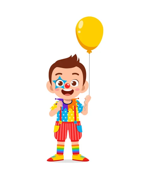 Felice Bambino Carino Ragazzo Ragazza Festeggiare Halloween Indossa Costume Clown — Vettoriale Stock