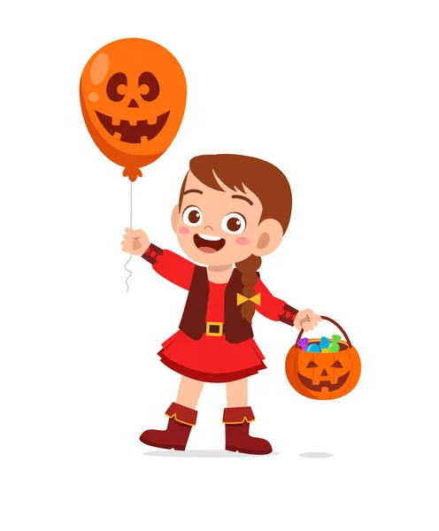 Feliz Lindo Niño Niño Niña Celebrar Halloween Lleva Traje Pirata — Vector de stock