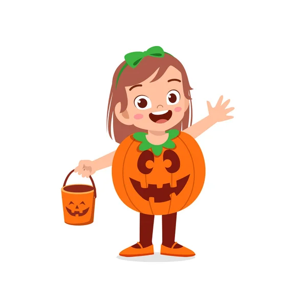 Heureux Mignon Petit Garçon Fille Célébrer Halloween Porte Costume Monstre — Image vectorielle