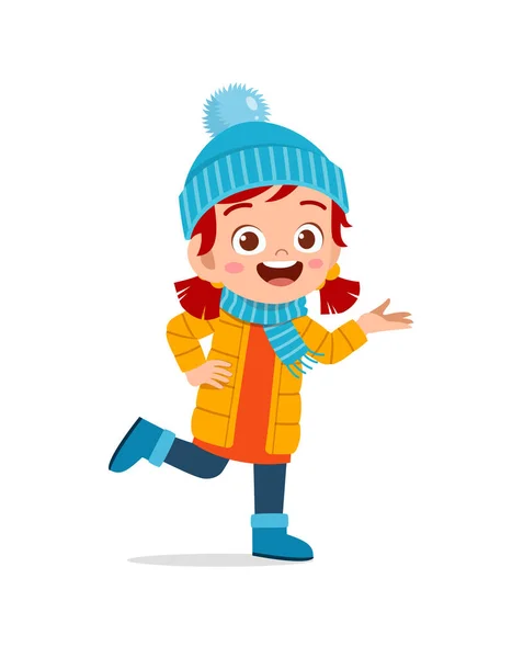 Heureux Mignon Petit Enfant Jouer Porter Une Veste Saison Hiver — Image vectorielle