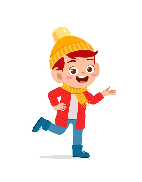 快乐可爱的小孩儿在冬天玩耍和穿夹克 孩子们穿着暖和的衣服笑 — 图库矢量图片