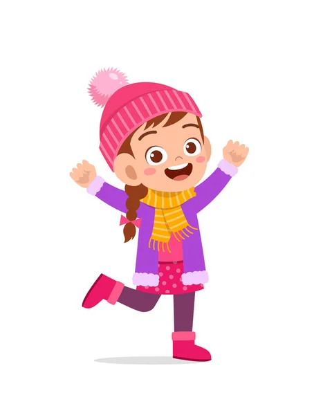 Щаслива Мила Дитина Грає Носить Куртку Зимовий Сезон Дитяча Посмішка — стоковий вектор