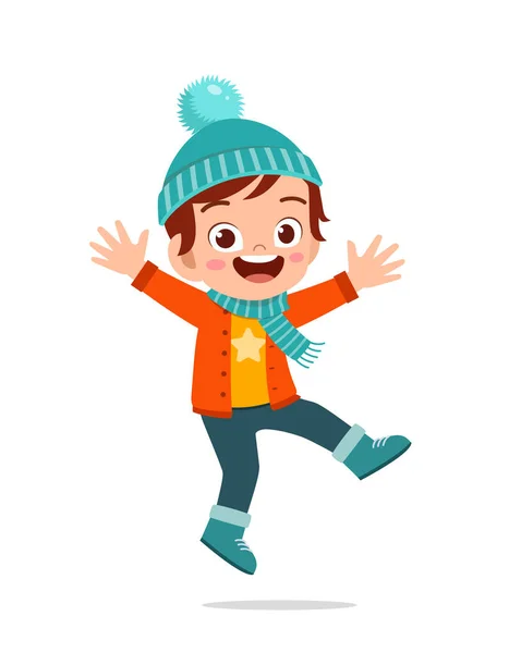 快乐可爱的小孩儿在冬天玩耍和穿夹克 孩子们穿着暖和的衣服笑 — 图库矢量图片