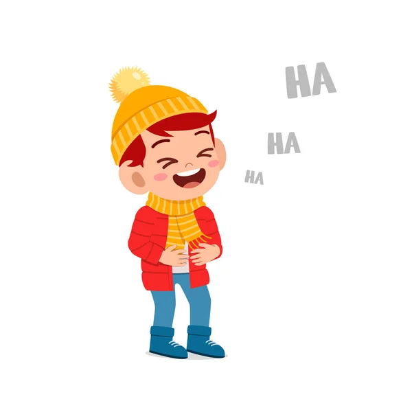 Счастливый Симпатичный Малыш Играть Носить Куртку Зимний Сезон Детский Смех — стоковый вектор