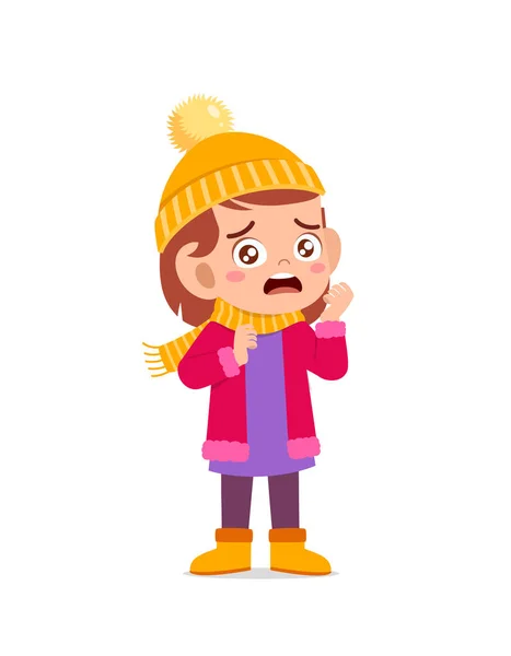 Triste Lindo Niño Lloran Usan Chaqueta Temporada Invierno Niño Gritar — Vector de stock