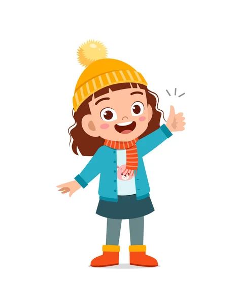 Boldog Aranyos Kis Ötlet Viseljen Kabát Téli Szezonban Gyermek Gondolkodás — Stock Vector
