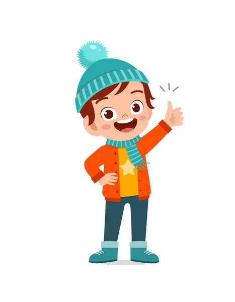 Щасливі Милі Маленькі Мають Ідею Куртку Зимовий Сезон Дитяче Мислення — стоковий вектор