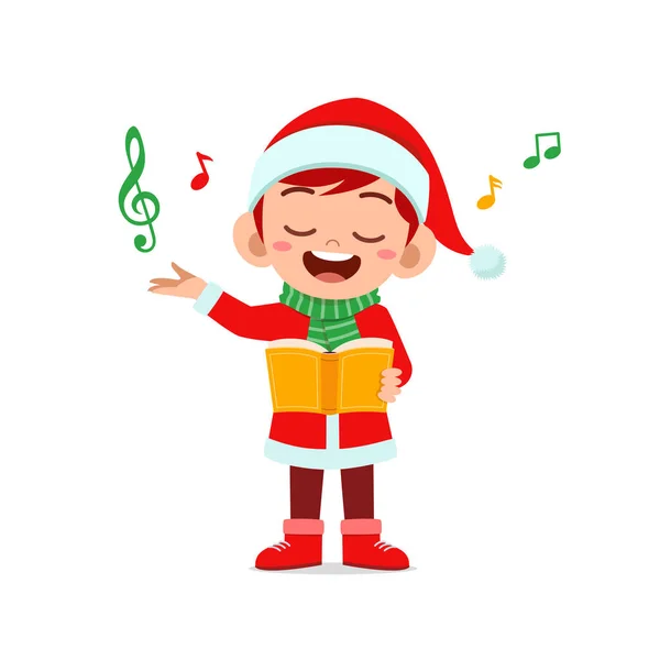 Felice Bambino Carino Ragazzo Ragazza Che Indossa Costume Rosso Natale — Vettoriale Stock