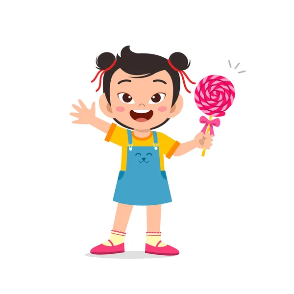 Szczęśliwy Słodkie Mały Chłopiec Dziewczyna Jeść Słodycze Słodycze — Wektor stockowy