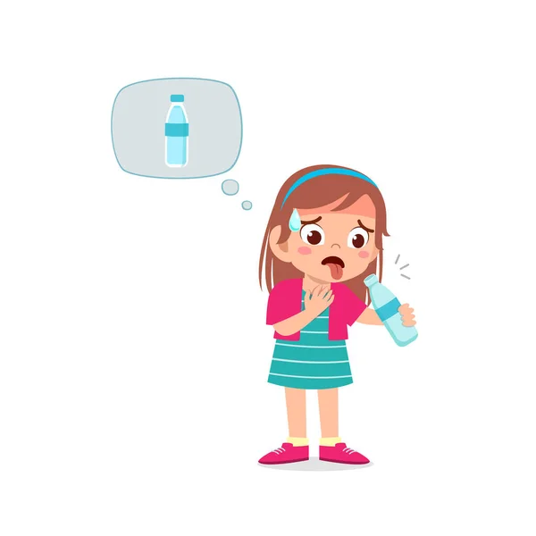 Ευτυχισμένο Χαριτωμένο Αγόρι Και Κορίτσι Αισθάνεται Τόσο Διψασμένος Λόγω Του — Διανυσματικό Αρχείο