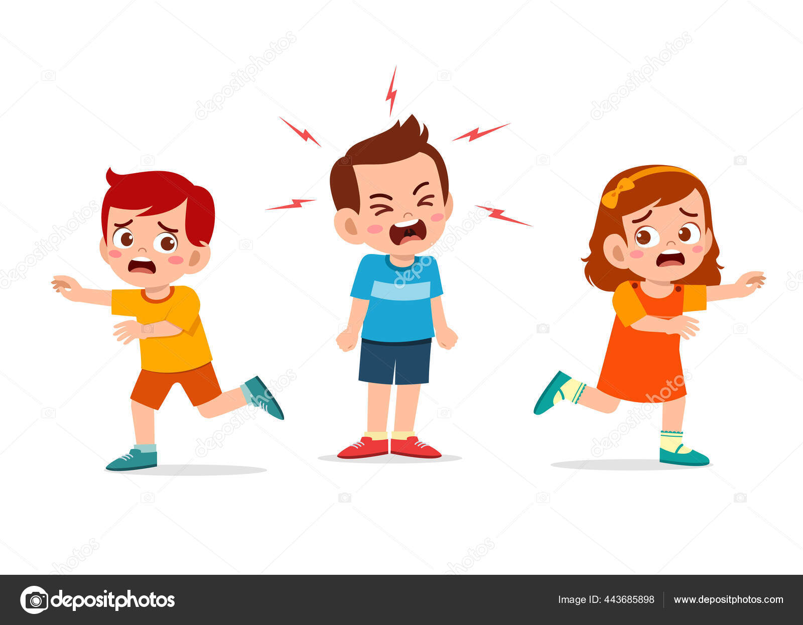 Little Boy Cry Scream Loud Make His Friend Run Stock Vector Image by