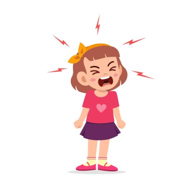 Küçük kız öfke nöbeti geçirir ve yüksek sesle bağırır.