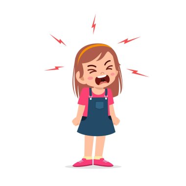 little girl tantrum and scream very loud clipart