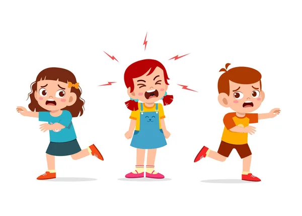 Κοριτσάκι Κλαίει Και Ουρλιάζει Τόσο Δυνατά Και Κάνει Φίλη Της — Διανυσματικό Αρχείο