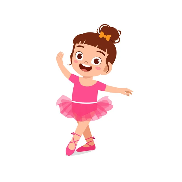 Little Girl Wear Beautiful Ballerina Costume Dance — Stock Vector