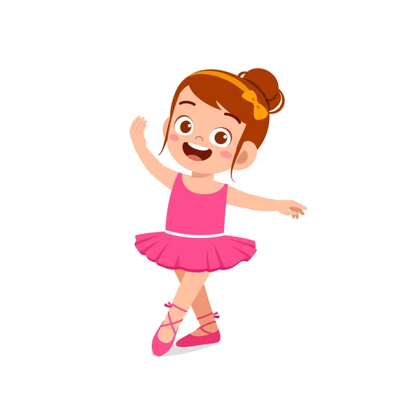 Маленькая Девочка Носить Красивый Костюм Балерины Танцевать — стоковый вектор