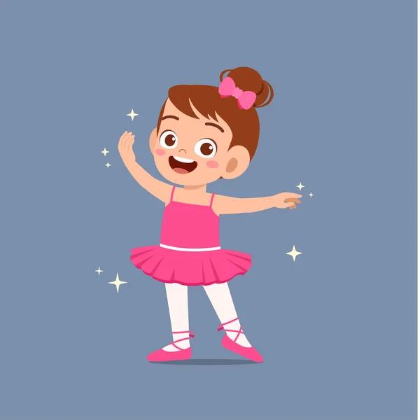 Gadis Kecil Mengenakan Kostum Balerina Yang Indah Dan Menari - Stok Vektor