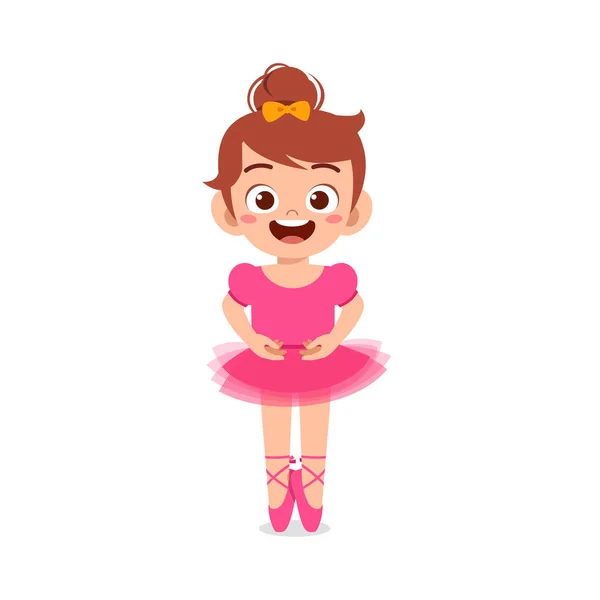 Gadis Kecil Mengenakan Kostum Balerina Yang Indah Dan Menari - Stok Vektor