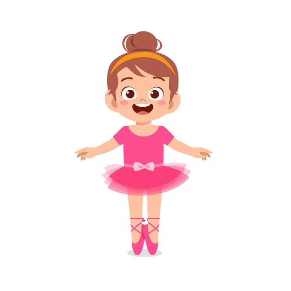 Маленькая Девочка Носить Красивый Костюм Балерины Танцевать — стоковый вектор