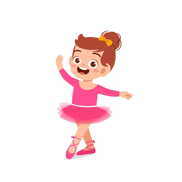 Little Girl Wear Beautiful Ballerina Costume Dance — Stock Vector