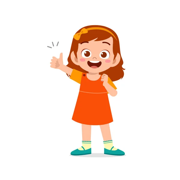 Kleines Mädchen Zeigt Einigkeit Mit Daumen Hoch Geste — Stockvektor