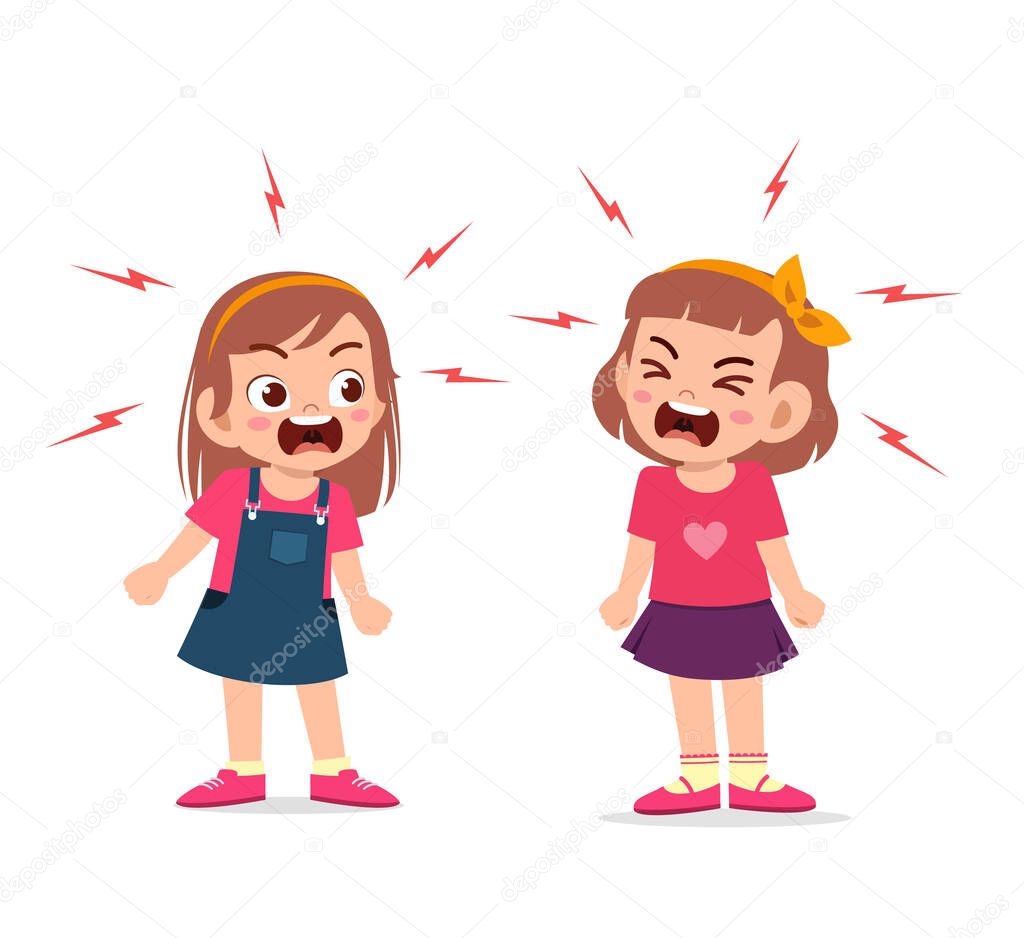 little girl fight and argue with her friend
