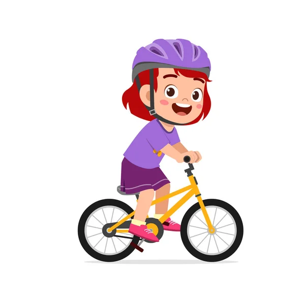 Heureux Mignon Petite Fille Garçon Équitation Vélo — Image vectorielle