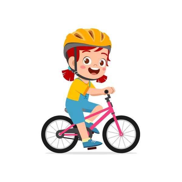 Feliz Lindo Niña Niño Montar Bicicleta — Vector de stock