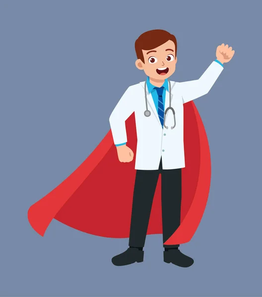 Nice Good Looking Young Doctor Standing Wearing Cape — Stock Vector