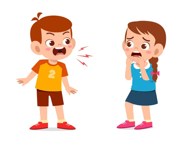 Kleiner Junge Wütend Und Schreit Kleines Mädchen — Stockvektor