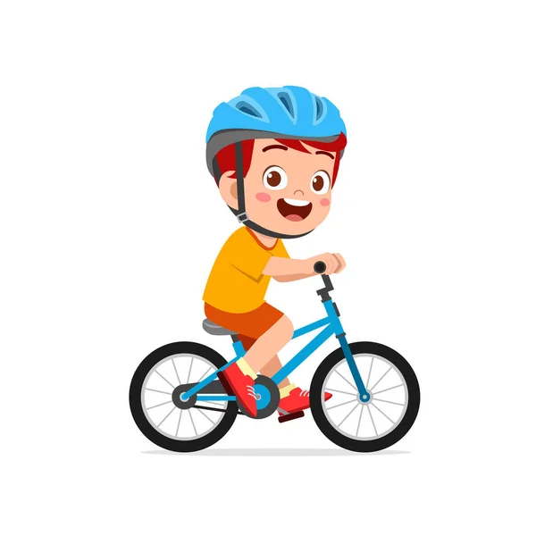 Szczęśliwy Słodkie Mały Chłopiec Jazda Rowerze — Wektor stockowy