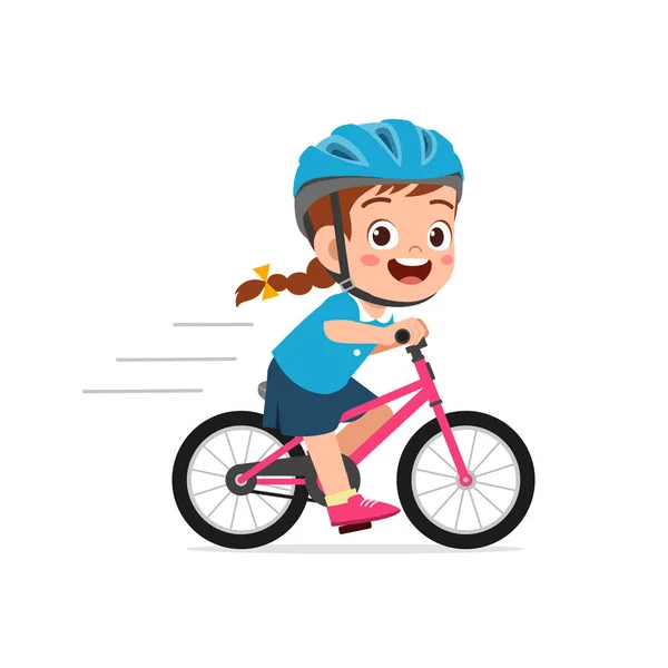 Feliz Lindo Niña Niño Montar Bicicleta — Vector de stock