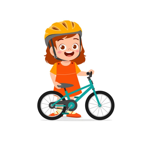 Szczęśliwy Cute Little Girl Chłopiec Jazda Rowerze — Wektor stockowy