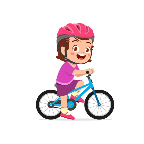 Feliz Lindo Niña Niño Montar Bicicleta — Vector de stock