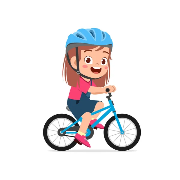 Feliz Bonito Menina Menino Andar Bicicleta — Vetor de Stock