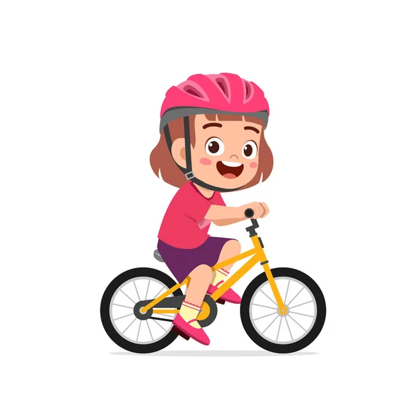 Heureux Mignon Petite Fille Garçon Équitation Vélo — Image vectorielle