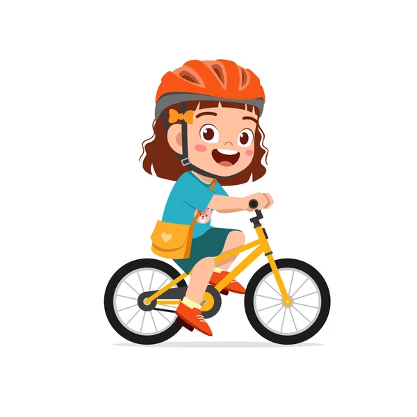 Feliz Lindo Niña Niño Montar Bicicleta — Vector de stock