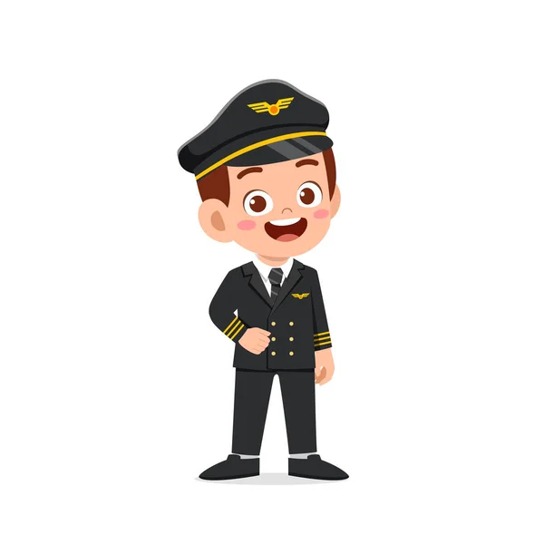 Щасливий Милий Маленький Хлопчик Формі Пілота — стоковий вектор