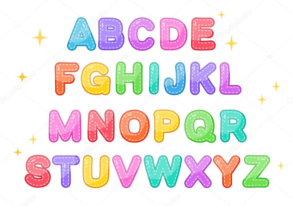 cute alphabet character set for kids study