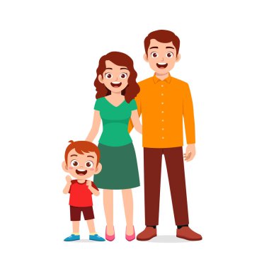 Anne ve babasıyla birlikte küçük sevimli bir çocuk.