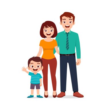 Anne ve babasıyla birlikte küçük sevimli bir çocuk.