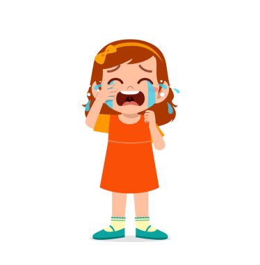 Ağlayan ve öfke nöbeti geçiren tatlı küçük bir kız.