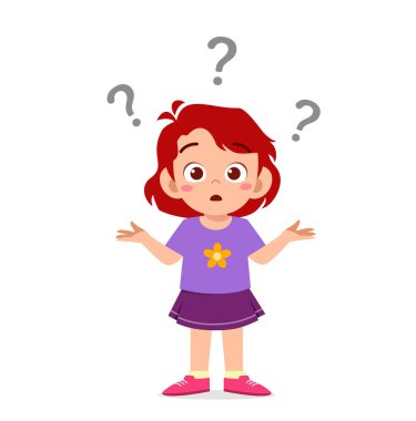 Şirin kız soru işaretiyle karışık bir ifade sergile