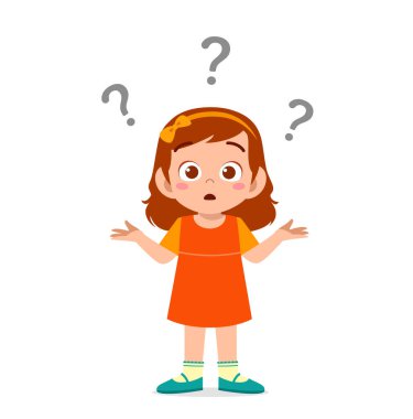 Şirin kız soru işaretiyle karışık bir ifade sergile