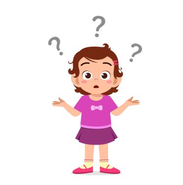 Şirin kız soru işaretiyle karışık bir ifade sergile