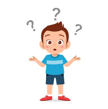 Yakışıklı çocuk soru işaretiyle karışık bir ifade göster.